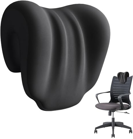 NAVESO Nackenkissen, Bürostuhl Kopfstütze, Nackenstütze für Schreibtischstuhl, Memory Foam Kissen, Ergonomisches kopfkissen für Seiten, Rücken, Bauchschläfer für Büro und Zuhause, Schwarz (AA)