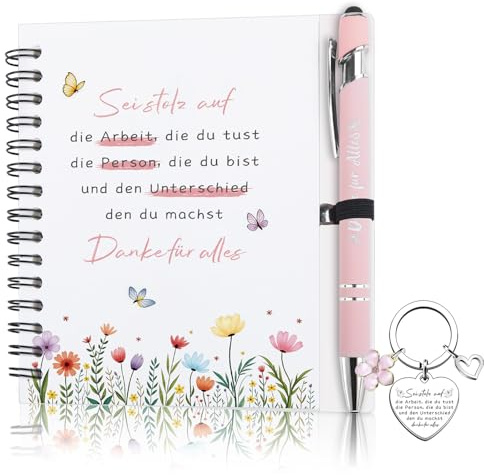 Aitsite Dankeschön Geschenk für Kollegen Mitarbeiter, Danke Geschenk Mitarbeiter Abschied Geschenk mit Spiral Notizbuch Danke Kugelschreiber für Kollegen Lehrer Ruhestand Jobwechsel Geschenk