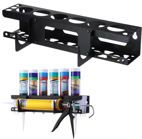 Gobesty Silicone Tube Holder Storage, Wall Mount Caulking Tube and Caulking Gun Holders, Metal Silicone Holder Storage Van, Van Accessories Holds 6 Nozzle & Tub e for Workshop Garage Tool Shed