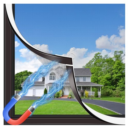MLEJU Moustiquaire Fenetre Magnetique 130x130 cm Fibre de Verre | Cadre Magnétique Robuste, fixation stable, Taille Ajustable DIY, installation facile, moustiquaire aimantée fenetre pour toit