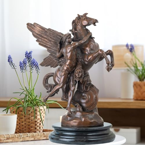 MILY-ART Statua in bronzo di Perseo e Pegaso con Medusa - Scultura iconica della mitologia greca, opera d'arte artigianale di qualità museale (55 cm) per collezionisti e decorazioni per la casa