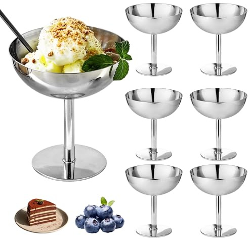 6 Pezzi 150ML Tazza Per Gelato In AcciaioS InossidabileS,Ciotole Per Gelato In Acciaio Inossidabile,Coppe Vintage In AcciaioS InossidabileS Per Gelati,Dessert,Feste,Ristoranti,Coppe Gelato,Matrimoni