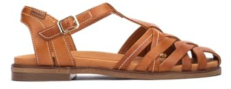 Pikolinos Navia Flache Sandalen Damen | Leder | Schnallenverschluss | Hellbraun