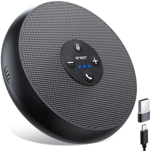 EMEET USB Speakerphone, M1A Zoom Certified AI Mics 360°Voice Pickup USB Type C-A Plug&Play Computer Speakers with Microphone, Fast Mute Noise Reduction Echo Cancellation for 5-8 People for Zoom Teams