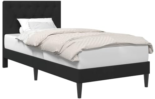 vidaXL Bettrahmen mit Kopfteil Schwarz 100 x 200 cm Samt, Modernes Schlafzimmer, schicke Samt-Bettgestell, rechteckiges Design, Elegante Bettwäsche, praktischer Stil