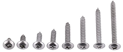 200Pcs Viti Autofilettanti M3 6-30MM, 304 Viti Phillips a testa piatta in Acciaio Inox Kit Assortimento Viti Svasate (Truss head)