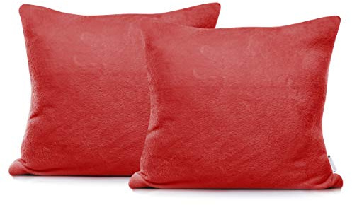 DecoKing 57582 2tlg 2 Kissenbezüge 45x45 cm Mikrofaser Reißverschluss Fleece Kissenhüllen rot Mic