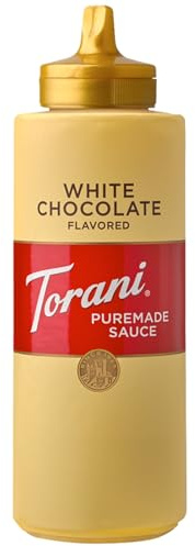 Torani Puremade White Chocolate Sauce, 468g Bottle | Caramel Sauce for Coffee, Ice Cream Topping & Dessert Drizzle for Pancakes, Waffles & Drinks