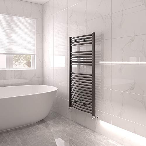 NRG Bathroom Modern Curved Heated Towel Rail Radiator Central Heating Ladder Rad 1200x600mm Anthracite