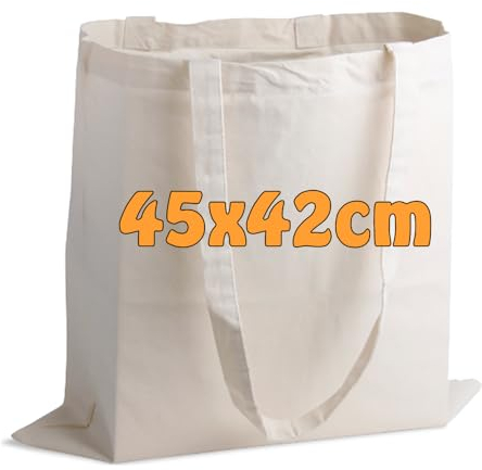Cottonbagjoe 150er Set - Baumwolltasche natur – ca. 45 x 38 cm mit langen Henkeln (ca. 2,5 x 70 cm) – robuste Stofftasche aus 100% Baumwolle, 180 g/m², Öko-Tex 100 zertifiziert