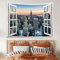 AMBZEK New York Fenster-Wandteppich, 150 x 190 cm, Skyline Sonnenuntergang Midtown mit Empire State Buildings, Geschäftszentrum, Dachkunst, Wandbehang, Schlafzimmer, Wohnzimmer, Wohnheim, Dekorstoff