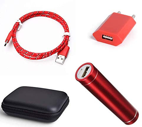 Pack pour Huawei P30 Lite XL (Cable Chargeur Type C Tresse 3m + Pochette + Batterie + Prise Secteur) Android (Rouge)