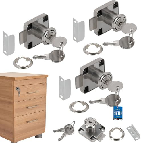 KOTARBAU® Set di 3 Serrature per Mobili 40x40 mm Quadrata Sovrapposta per Armadietti