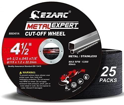 EZARC Dischi da taglio per metallo, acciaio, acciaio inossidabile, 25 pezzi, 115 mm