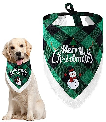 Bncxdc hundehalstuch, hundetuch Hals, Klassisch kariert Frohe Weihnachten Dreieck Hundelätzchen Waschbar Verstellbares Halstuch Weihnachten Haustiere Kostüm Zubehör Dekoration für Hunde Katzen Grün