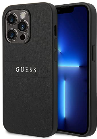 Guess GUHCP14LPSASBBK Hülle für iPhone 14 Pro 6,1 Schwarz Saffiano Strap