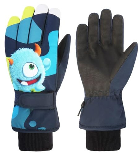 Handschuhe Kinder Winter Snow Skihandschuhe für 2-13 Jahre Mädchen Jungen PU Palme Wasserdicht Winddichte Warm Fleece Winterhandschuhe FahrradhandschuheThermohandschuhe Snowboard Skifahren Sports M