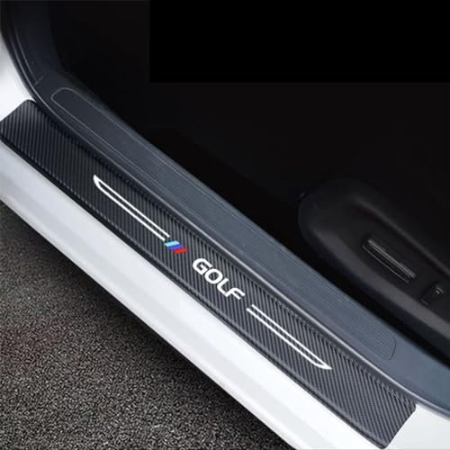 4 Pièces Autocollant de Seuil de Porte de Voiture,pour Golf, Protecteur de Bord - Fibre de Carbone - Scuff Scratch Résistant,Black