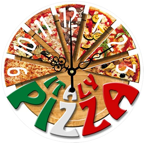 Artibetter Pizza-wanduhr Vintage-dekor Dekorative Wanduhr Bauernwanduhr Nicht Tickende Uhren Wanduhren Wanduhr Für Wohnzimmerdekor Schlafzimmer-wanduhr Rund Um Die Uhr Büro Batterie Faserholz