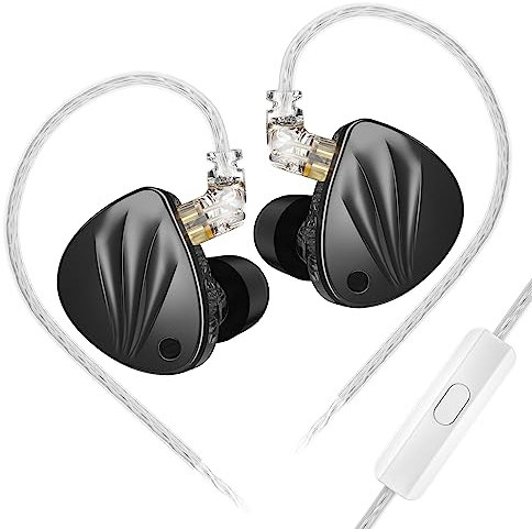 KZ Krila 1DD+1BA - Auriculares intraurales sintonizables HiFi con cable con afinación de 4 niveles y 16 opciones de afinación, cable desmontable de 2 pines, enchufe de 3,5 mm (micrófono)