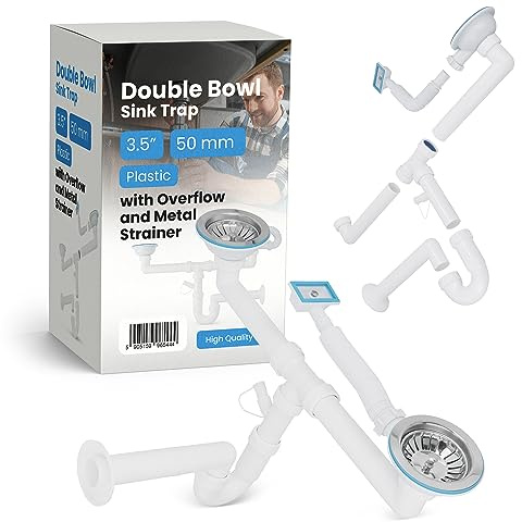 Zweikammerablauf Geruchsverschluss 3,5 x 50 mm Überlauf Abfluss Metallsieb Siphon für Waschbecken Überlauf Abfluss Metallsieb Siphon für Waschbecken