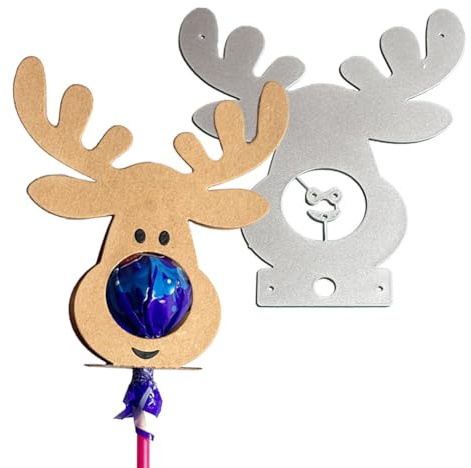 ISAKEN Weihnachten Stanzschablone 3D Metall Hirsch Lutscher Prägeschablonen Stanzformen Schablonen DIY Prägeschablonen Winter Weihnachten Box Stanzformen für Scrapbooking Fotoalbum Karte