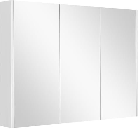 COSTWAY Armoire Murale Salle de Bain avec 3 Miroirs, Placard de Rangement Murale avec 3 Portes, 3 Niveaux Étagères à Hauteur Réglable, 90 x 11 x 65 cm, Blanc