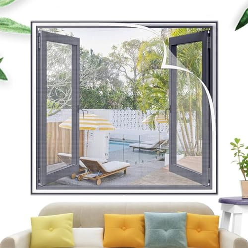 Moskitonetz für Fenster, 145 x 155 cm, ohne Bohren, Dach, Moskitonetz, Moskitonetz, Insektenschutz, selbstklebendes Anti-Moskitonetz