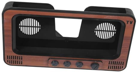 Homoyoyo Retro-Handyhalter Telefonständer Retro-TV-Telefonhalter mobiler Ständer Handyständer Kleiner Handyhalter kreativer Handyhalter Fernsehgerät Halterung die Faulen Ornamente Holz