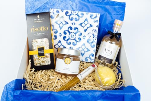 ooobox Feinkost Geschenkset Amalfi mit italienischen Delikatessen I Geschenkset italienische Spezialitäten I Geschenkkorb mit Risotto, Marmelade, Balsamico Essig & mehr I