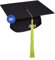 KEPI - Abschluss Hut, Doktorhut, Europäischer Hersteller, Graduation Hut im Universalgröße, Verstellbereich 54-61 cm, Quaste mit Datumsanhänger 2025, Abschlusshüte in 18 Farben - Neongrün