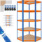 MASKO® Eckregal Lagerregal Schwerlastregal, Kellerregal, 180x75x40cm, bis 875 kg, 5 verstellbare Ablagen, MDF-Platten Regal aus Metall, Steckregal, Werkstattregal, Keller, Garage, Orange/Blau
