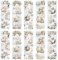 WANDIC 10 Blatt Transfer-Aufkleber, Retro-Champagnerblumen-Muster, Aufkleber für DIY, Scrapbooking, Fotoalben, Möbel, 30 x 9,9 cm