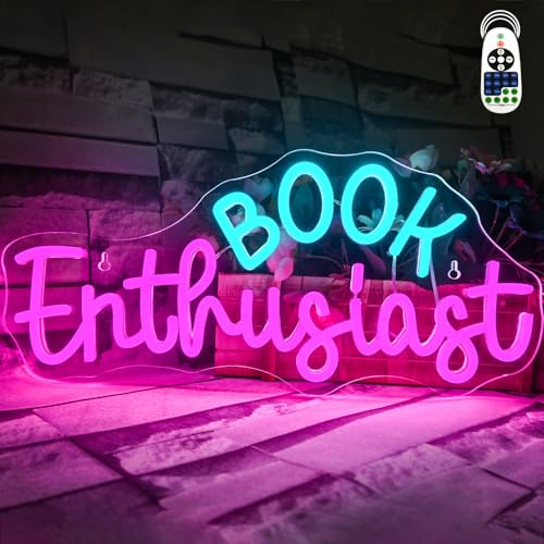 VYXIN Book Enthusiast Neon Sign Letter Neon Light Wall Decor for Library | Book Enthusiast Neon Light Sign, Dimmabel 5-Levels LED Sign USB Neon Wall Light for Gift,Classroom,Reading Room,Bedroom