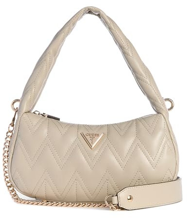 GUESS Damen EDA Top Zip Shoulder Bag Umhängetasche, Taupe