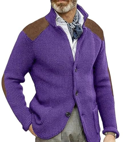 SYLDMKJ Cardigan Uomo Cardigan Cardigan Carditto Macketto Macketto Che Maglia Longatto Maglio Slit Slit-Viola-XL