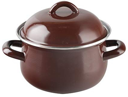 Cocotte en céramique avec couvercle Petite cocotte binaurale avec couvercle 1,3 L Revêtement en émail résistant, induction en céramique et sans danger pour le gaz (couleur