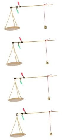 Amosfun 4 Stück 100g Küchen waage Gesetz Antike Apothekerwaage Digital kitchen scale küchenwaagen mit runder Platte chinesische medizin wiegt Kupfer Golden