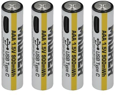Pila aaa 1,5v recargable por usb-c (4 unidades)
