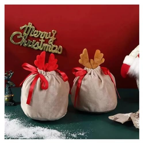 WHYTQ Vida hogareña Bolsas con astas de Navidad, Bolsas de Dulces con cordón, Terciopelo Reutilizable, Bolsa de Regalo for Dulces de Papá Noel, Suministros for Fiesta de Año Nuevo Navidad(A)