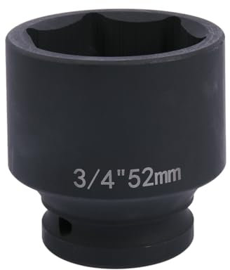 Douille à choc profonde à 6 pans 3/4 52 mm, alliage d'acier Cr-Mo, métrique