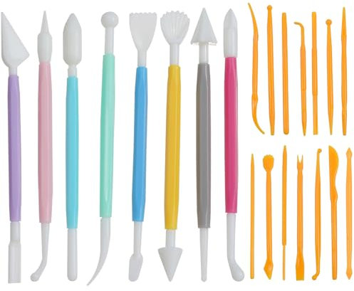 WOLMIK Herramienta de modelado de 22 piezas, herramientas de cerámica, herramientas de arcilla de doble cara, juego de herramientas de modelado de doble cara para moldear pasta de modelado,