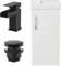 AURORA® 400mm Bathroom Vanity Unit Ceramic Wash Sink Floorstanding Storage Cabinet Reversible Soft Close Cupboard & Black Waterfall Basin Mixer Tap & Waste Set, White Gloss