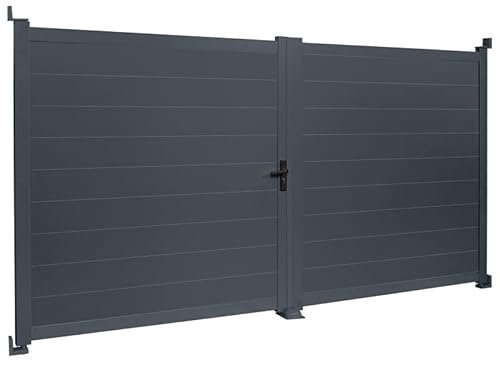 IDMarket - Flügeltor 302 x 160 cm aus Aluminium, anthrazitgrau