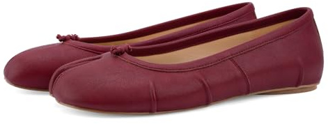 VBDB Tabi Burgundy Shoes for Women Casual Low Heel Wide Width Comfortable Shoes Split Toe Ballet Flats Shoes Size 8
