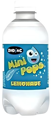 Mini Pops Sugar Free Fizzy Soft Drinks 330ml Bottles – Assorted Flavours – Bulk Pack of 12 or 24 – Kids & Family Friendly Carbonated Beverages (12, Lemonade)