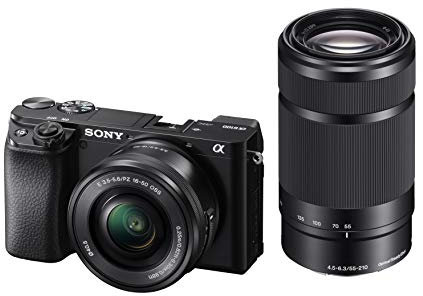 Sony Alpha A6100 Mirrorless Camera 24.2 Megapixel with 16-50mm and 55-210mm Lenses, Eye tracking autofocus for Human and animal, 4K Movie recording and Flip Screen Black (Renewed)