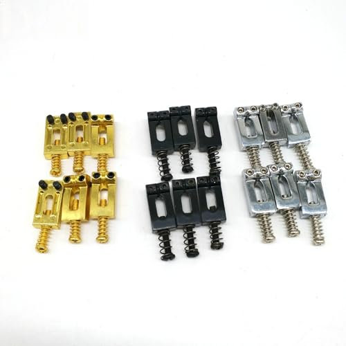 ST Style Guitar String Trees - Zinc Alloy String Retainer Set of 6 (Gold/Silver/Black) 36mm (Silver)