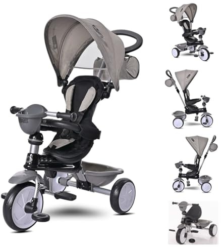 Lorelli Tricycle One 3 in 1 Eva-Reifen Schiebestange Anti-Rutsch Pedale umbaubar hellgrau