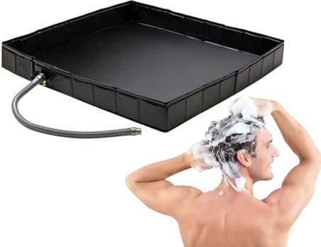 NevPuose Tragbare Duschwanne | Faltbare Duschwanne Mit Abflussloch - Weiches Becken Campingzubehör Schnell Aufbau Für Garten Terrasse Sauna Wohnwagen Haustierbad